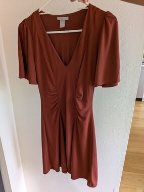 H&M Rust V-Neck Short Sleeve Women’s Dress